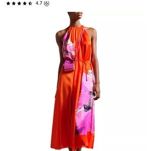 Elegant Orange and Pink Halter Dre